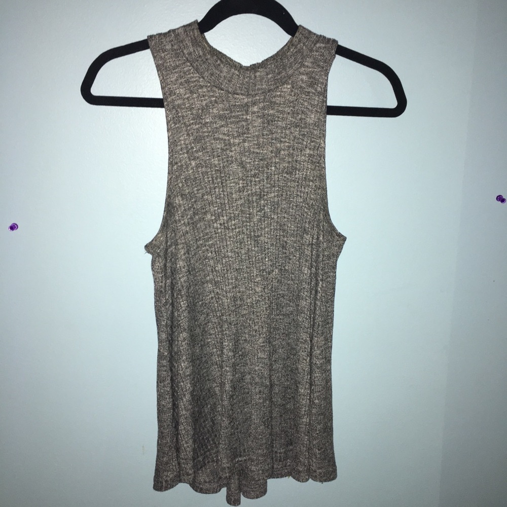 Hollister Ribbed Mock Neck Cami - Marled Gray